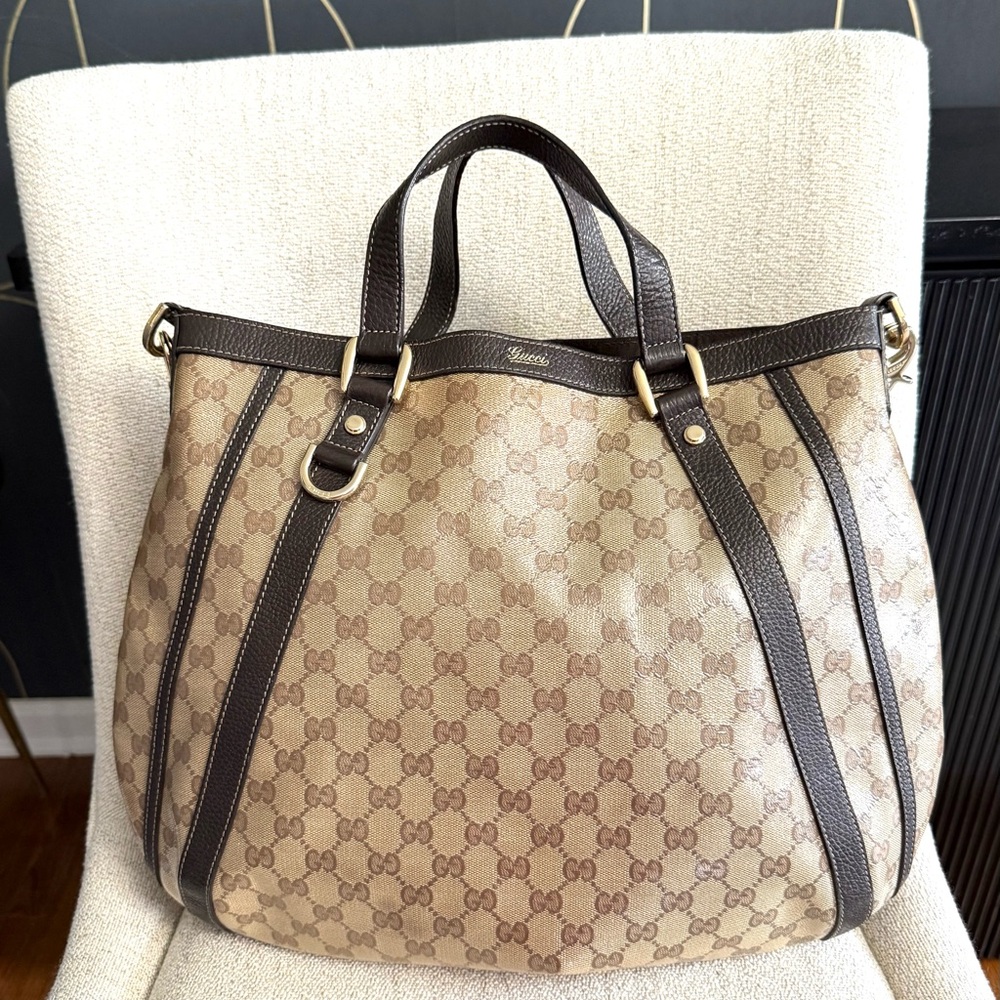 Authentic GUCCI Monogram Medium Abbey tote bag brown monogram supreme canvas - Picture 3 of 16